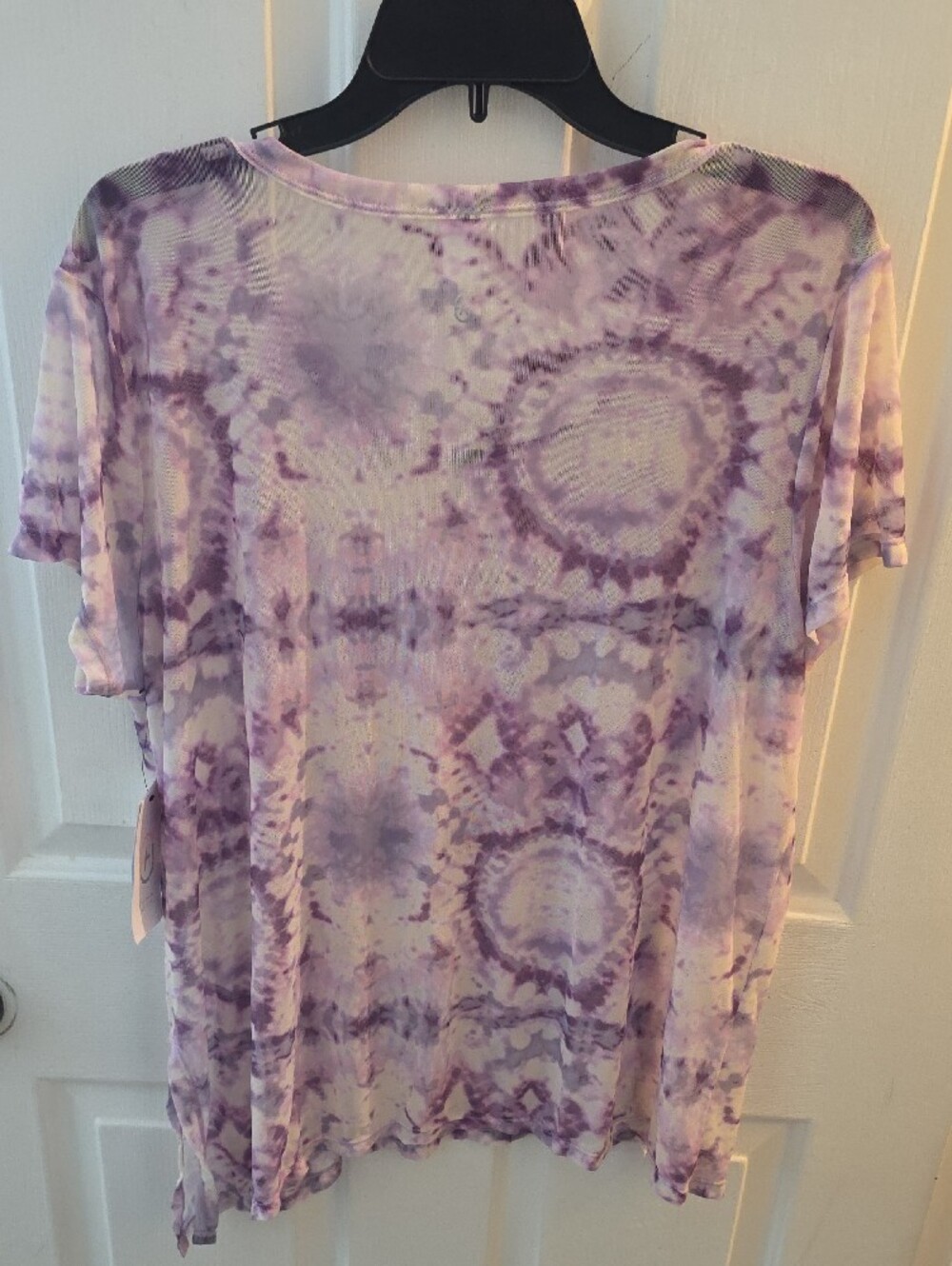 JustFab Lavender and Cream Tie-Dye Scoop Neck Tee - Picture 3 of 5